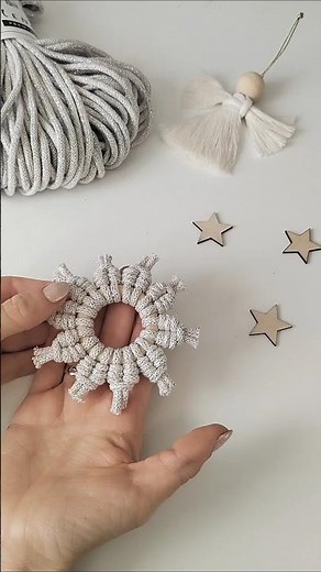 Makramé karácsonyi hópehely készítés / macrame christmas decor #macrametutorial