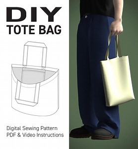 Tote Bag Pattern With Video and PDF Instructions - First Sewing Project Pattern - Etsy