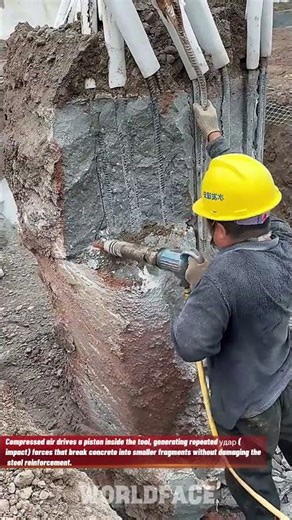 Extreme Concrete Chipping Process | Heavy-Duty Pneumatic Tool at Work