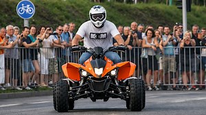 KTM quad 525 XC shows burnouts and donuts