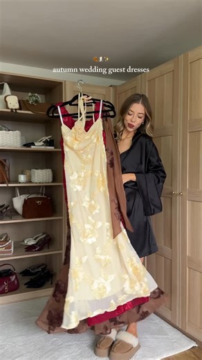 Summer Jade | Daily Outfit Inspo | Brighton 🍓 on Instagram: "Autumn wedding guest dresses for autumn cozy wedding✨ Which is your fav 1-3🌼🐻🍓? ad @everprettyofficial use code : SUMMER15OFF for 15% off!! #autumnwedding #weddingguestdress #dressinspo dress inspo, wedding guest dress, autumn wedding guest"