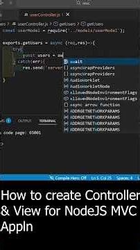How to create Controller and View file for NodeJS MVC Application