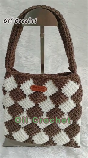Crochet Checkered Bag ♟️🏁 Crochet Handbag F98
