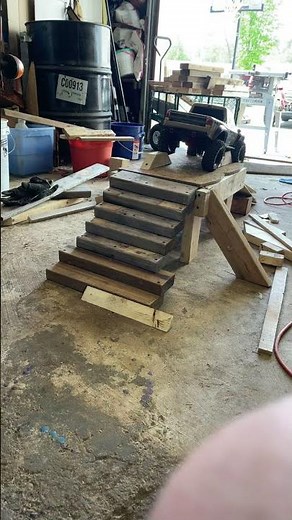 Build your own backyard RC crawler course TRX4 Sport adjusted steps for first obstacle