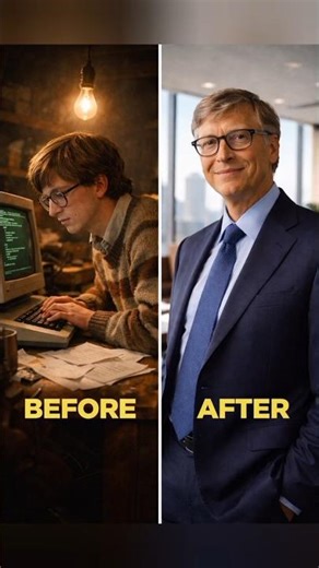 "Bill Gates before & after! From coding in a small garage to ruling the tech world 🌎 💻" #shorts
