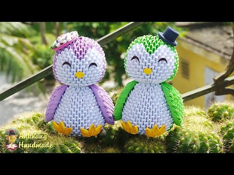 How To Make 3D Origami Penguin (mini size )| Easy Paper Craft Tutorial