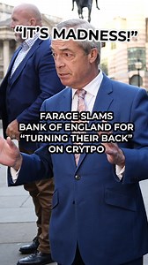 Nigel Farage has hit out at the Governor of the Bank of England for standing in the way of Britain being a global leader in cyptocurrency. Speaking before a meeting with Andrew Bailey, the Reform UK leader told reporters that the Bank 'are turning their back on it completely.' #NigelFarage #ReformUK #Money #Crypto #GBNews | GB News