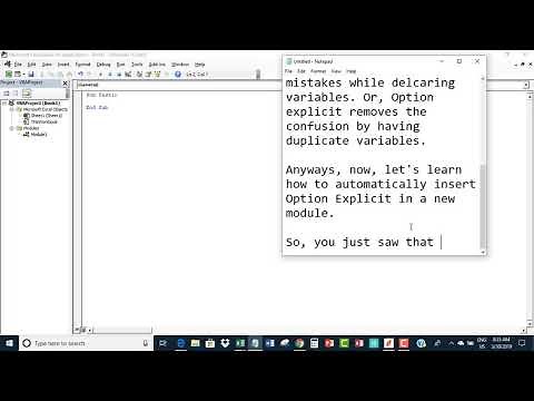 Excel VBA: Automatically insert Option Explicit in a new module