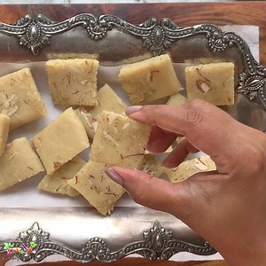 3.3K views · 60 reactions | Here is an easy, fail proof Indian dessert, Badam Burfi or Almond Fudge that can be cooked in 5 minutes. It leaves your kitchen smelling like a million bucks, as the fragrances of cardamom and saffron weave a perfect harmony with the earthy and flavorful almond flour. #ministryofcurry #dessert #indianfood #deservetobefound Full Recipe: https://ministryofcurry.com/badam-burfi/ | Ministry of Curry | Facebook