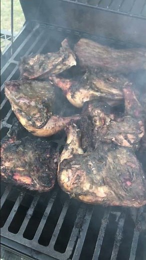 Jamaican Jerk Chicken And Pork Combo On The Grill #jamaicanjerk #jamaicanfood #jamaicancooking