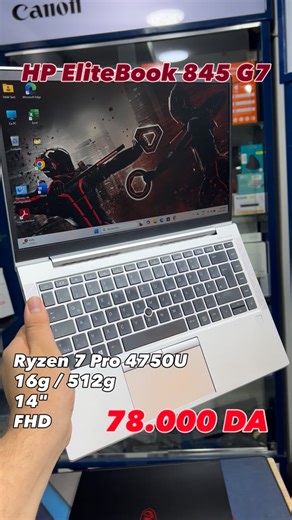 RAM TECH DZ on Instagram: ". 💻 HP EliteBook 845 G7 ——————————— 🔵 CPU:Ryzen 7 Pro 4750U 1.70GHz (16CPUs) Max: 4.10GHz Cores: 8 🔵 RAM : 16G DDR4 3200Mh 🔵 Disk: 512G SSD Nvme 🔵 GPU: AMD Radeon Graphics 🔵 Écran: 14” FHD 🔵 Système : Windows 11 🔵 État : 9.5/10 🔵 Batterie : 5h Test Vidéo 🔵 Chargeur : Original 🔵 Clavier : Qwerty/Qwertz Lumineux 🔵 Porte : USB (3), USB C(2), HDMI. 🔵 Lecteur Carte SIM : Non Disponible 🔵 Lecteur d’empreinte digitale : Disponible ——————————— 🏷️Prix: 78.000 DA