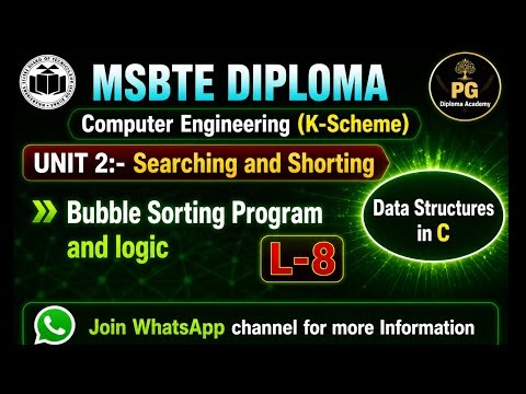 Lecture 8 | Bubble Sort Program and Logic in C | DSU Using C Programming Unit 2 | MSBTE