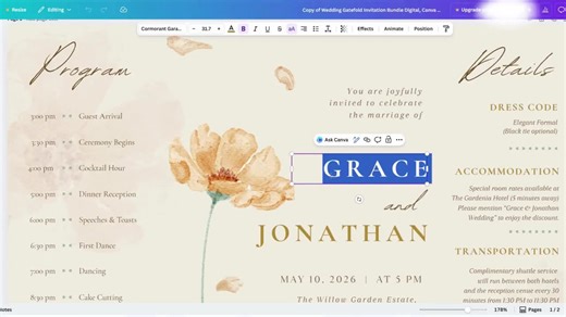 Rustic Wedding Gatefold Invitation Bundle Digital, Canva Trifold Invitation - Instant Download - Editable Design - Etsy