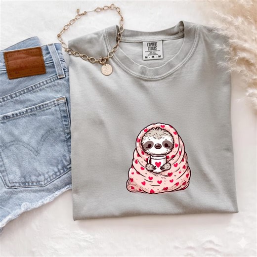 Valentine Sloth Shirt: Cozy Animal Graphic Gift for Her - Etsy