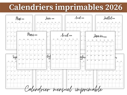 Monthly Calendar 2026 Bundle | French Calendar PDF | Calendrier Imprimable | A4 Portrait Letter Size | Calendario PDF | PDF Download - Etsy