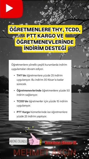 ÖĞRETMENLERE THY, TCDD, PTT KARGO VE ÖĞRETMENEVLERİNDE İNDİRİM DESTEĞİ #2026#destek#shorts
