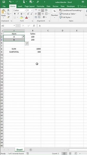 How to Total Only Visible Rows in Excel (SUBTOTAL Function)