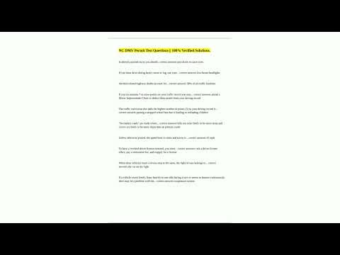 NC DMV Permit Test Questions 100 Verified Solutions2