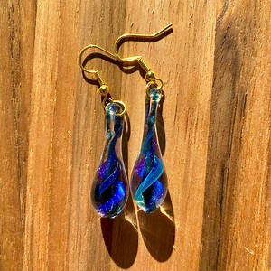 Blue Drop Blown Glass Earrings - Handmade Jewelry | Art by Aaron Dye - Etsy