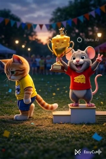 Rat and cat enjoy dance competition. #cat #cartoon #happy happy