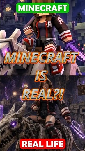 Minecraft vs. Real Life: JJ Sister riding a bone horse! 💜 #ShortFilms