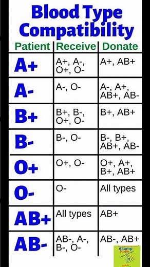 chart of blood types