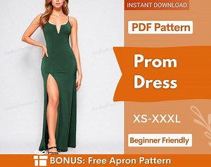 Dress Sewing Pattern | Prom Dress Pattern | Formal Dress Pattern | Slit Dress Pattern | Backless Dress Pattern | Graduation Dress Pattern - Etsy