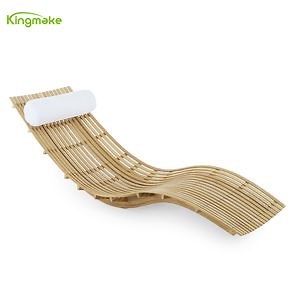 [Hot Item] Modern Outdoor Pool Wooden Chaise Lounge Teak Sun Lounger