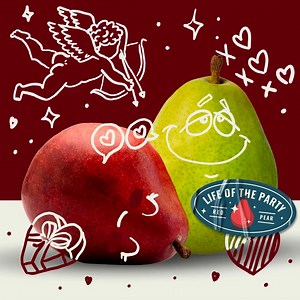 56 reactions · 5 comments | Red Anjou pear is the matchmaker of the fruit world. Its vibrant and unique color and naturally sweet flavor take your favorite foods to the next level. Try a slice with bubbly champagne or pair it with the richness of dark chocolate for a treat that's perfect for Valentine's Day. Remember, show you care with red pear. Just please don't ever say that, it's way too corny. | USA Pears | Facebook