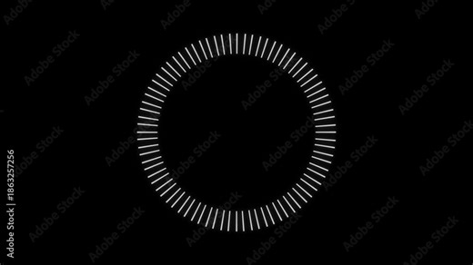 White circle digital tech processing interface loader with rotation loop speed animation on black background