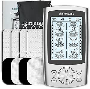 TENS Unit - Upgraded with 20 Electrode Pads, Easy to Use and Powerful Pain Relief, 24 Modes, Dual Channel, Rechargeable Muscle Stimulator, Silver