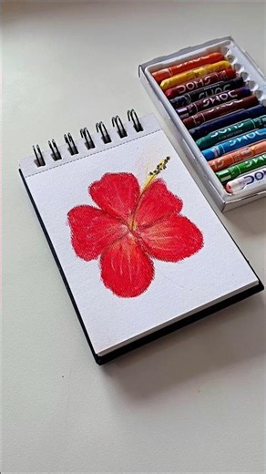 Satisfying Hibiscus Flower Drawing 🌺✨Easy Oil Pastel Art #aestheticart #shorts #oilpastel #dailyart