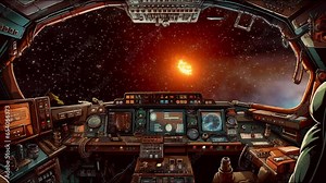 Embark on a cosmic journey as a spaceship leaps into warp speed, venturing towards the next planet. This mesmerizing VTuber Lo-Fi stream animation offers a serene and immersive experience for space en