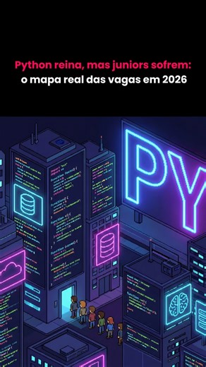@geek2code_br on Instagram: "Python segue no topo do jogo. Em 2024, ele ultrapassou JavaScript e virou a linguagem mais usada no GitHub, puxado por data e IA. Isso não foi fogo de palha: as medições mais recentes mostram Python entre as tecnologias mais utilizadas pela base dev global. Só que o tranco para quem está começando é real. Relatórios de mercado mostram queda nas vagas de entrada enquanto anúncios para níveis mais altos seguram melhor. Em 2025, o funil apertou e a exigência média de ex
