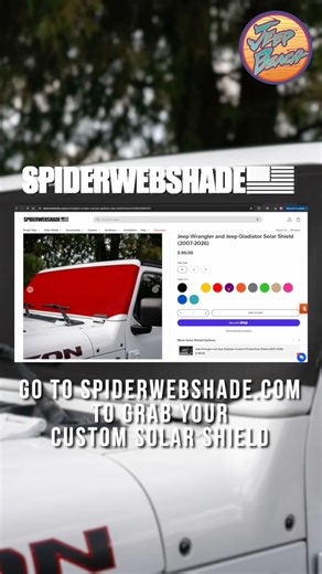 🌞 Beat the Heat with the new SpiderWebShade Solar Shield Proudly made in Orlando, Florida 🇺🇸 the SPIDERWEBSHADE Solar Shield is built for serious Jeep lovers. ✅ Keeps prying eyes out, while keeping your view wide open ✅ Drops cabin temps by up to 27% ✅ Blocks up to 90% of harmful UV rays ✅ Protects your windshield during tow ✅ Backed by our 10-Year Limited Warranty (TrailMesh line) ✅ Customizeable to your brand, Jeep or personality. The Official Sunshade of Jeep Beach because your Jeep deserv