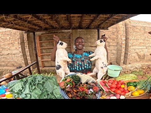 You Won't Believe This!!Juicy RABBIT Meat With Fresh Veggies Cooked Over Open Fire 🔥