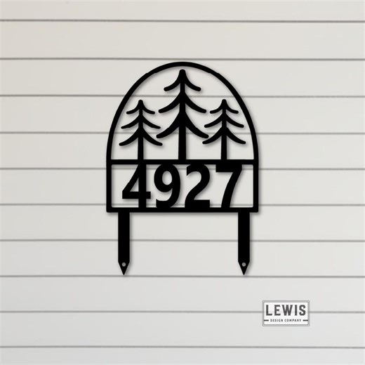 Metal Pine Trees Address Yard Sign With Stakes - Etsy