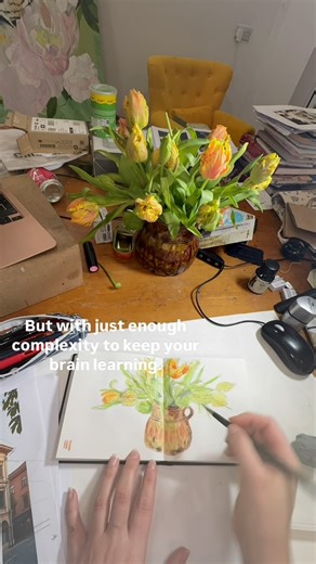 There’s a difference between practicing and progressing. Repetition builds the neural pathways that make drawing feel stable, confident, and controlled. But too much repetition becomes mechanical… while too much variety leaves you scattered. Real improvement sits in the tension between the two. This is where balanced practice comes in — the kind that pushes your perception without overwhelming it, that challenges your prediction loops without burning you out, that keeps you learning without ever