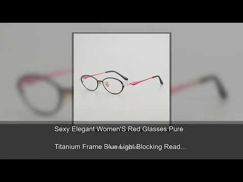 Sexy Elegant Women'S Red Glasses Pure Titanium Frame Blue Light Blocking Reading Eyeglasses Ret