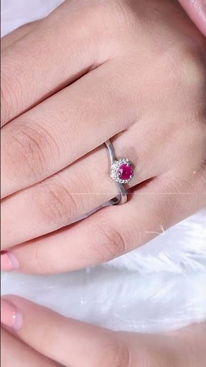 Heart Shaped Ruby Promise Ring | Natural Ruby with Chevron Band for Her