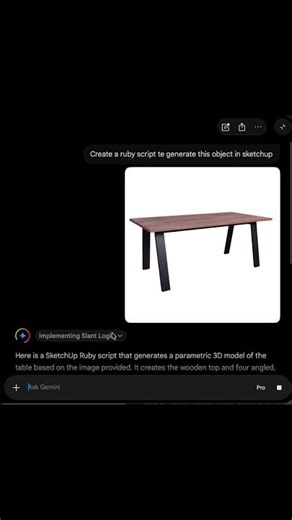 How to Script 3D Furniture in SketchUp using just a Photo from Gemini to Ruby.