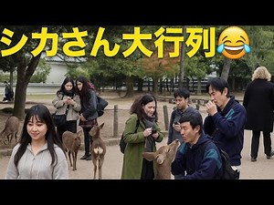 奈良の鹿さんが観光客に大接近😂🦌✨⭐ シカさんの大行列！まさかの展開🤣🦌⭐ Tourist Shock in Nara! 鹿が近すぎる😳🦌#japan #cuteanimals #long