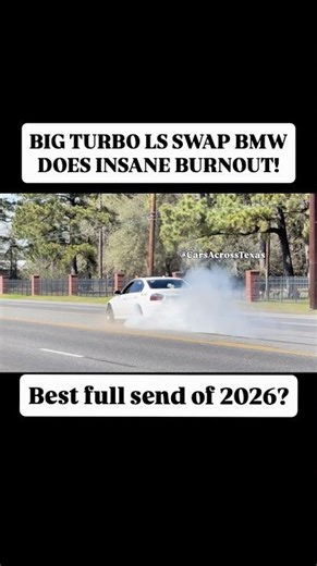 BEST FULL SEND OF 2026? Turbo LS Swap BMW does HUGE BURNOUT! #bmw #lsswap #turbo #burnout #shorts