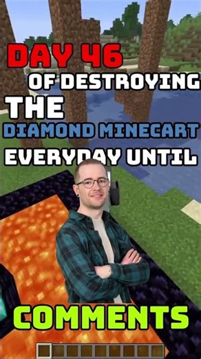 Day 46 of destroying the Diamond Minecart everyday until @DanTDM comments. #minecraft #shorts