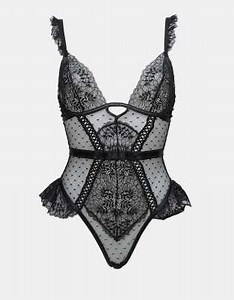 Ann Summers Entice Me Fold Over Teddy Bodysuit in black - BLACK | ASOS