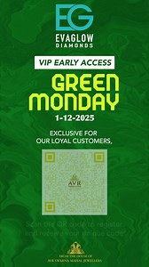 1M views · 319 reactions | You’re invited to an exclusive VIP Green Monday preview! Unlock special Evaglow Diamonds offers before the public. Scan, register & claim your unique access code now. Don’t miss this once-a-year opportunity! | Evaglow Diamonds | Facebook
