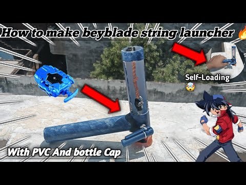 How to make beyblade Self Loaded string launcher with PVC pipe and waste bottle cap 😁| #beyblade #op