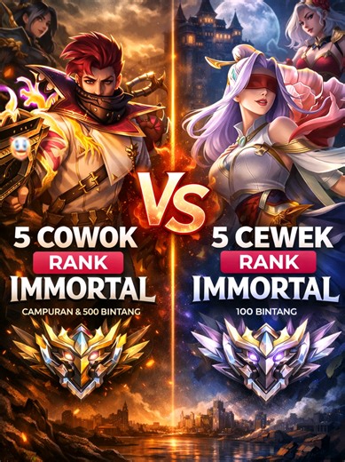 5 CEWE IMMORTAL VS 4 COWO RANDOM 1 COWO BINTANG 1000 PART 1 #MLBBxKOF #MLBBKOFSkinFreeTrial #MLBBxOPPO