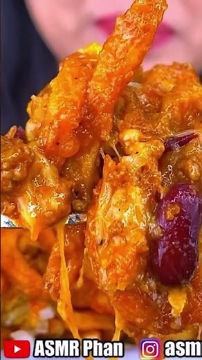 ‪@ASMRPhan‬ triple chilli cheese fries, curly fries, mukbang, asmr, eating video