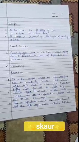 Practical 2 Procedure for asanas benefits and contraindications for any 2 asanas for each lifestyle